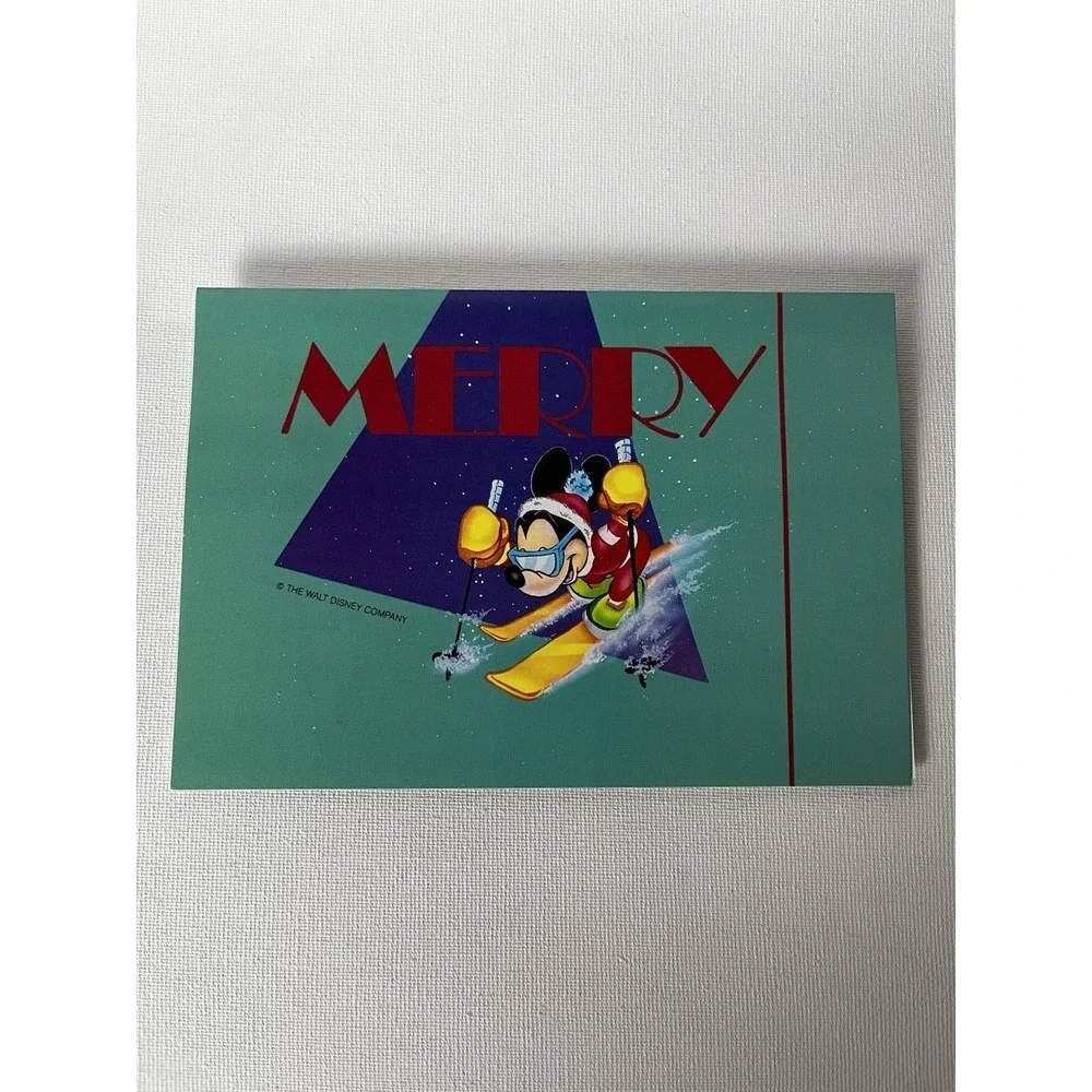 Rare Vintage Mickey Mouse Skiing "Merry" Christmas Cards NOS - Set of 13 - Picture 9 of 11